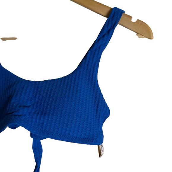 Becca Jocelyn Blue Ribbed O-Ring Two Piece Bikini Swimsuit Set Size Small - Picture 6 of 15